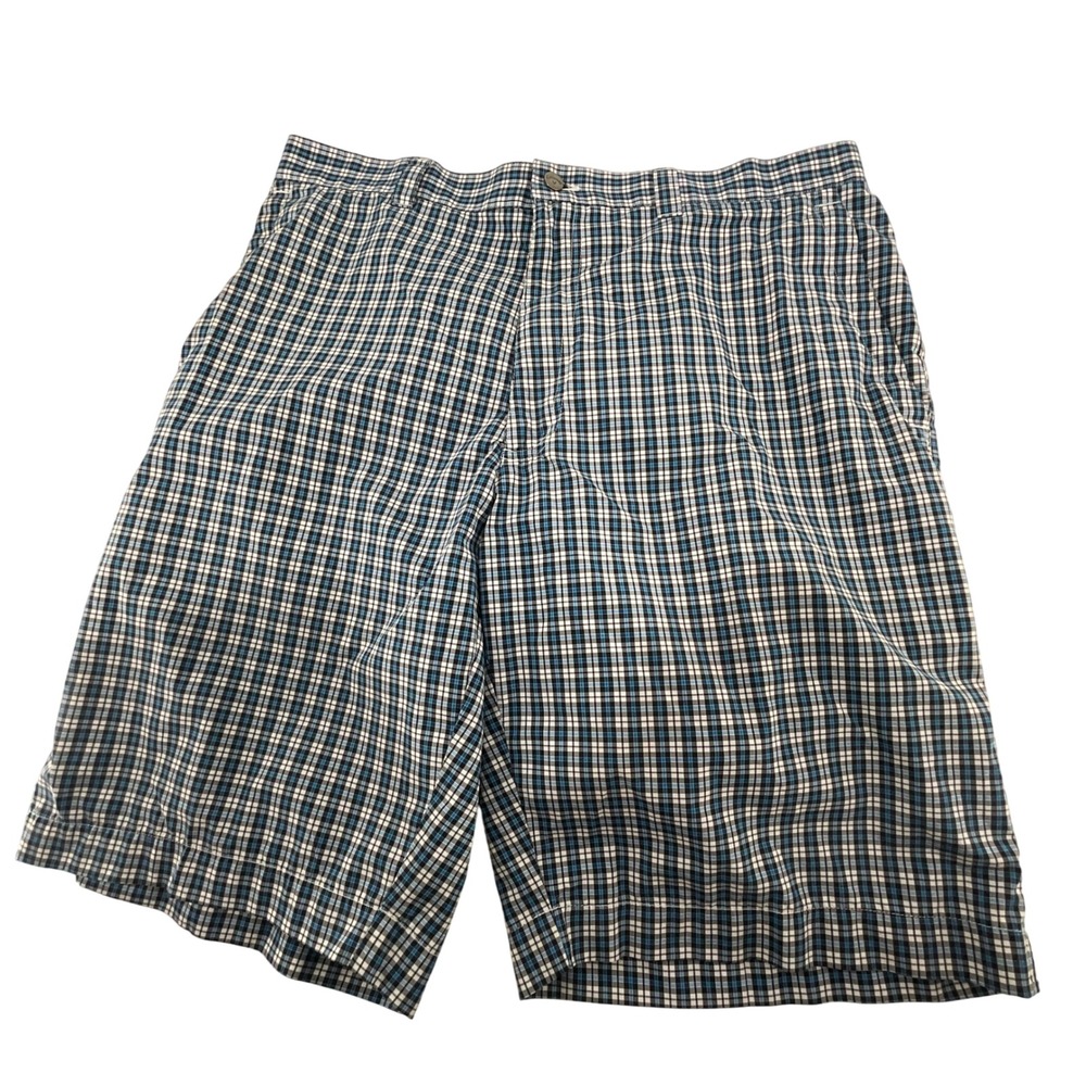 Callaway Men's Plaid Golf Shorts Sz 34 Blue White Polyester Blend Dad Casual